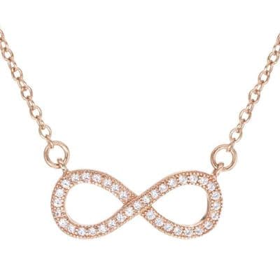 Rose Gold Plated Sterling Silver CZ Infinity Adjustable Pendant