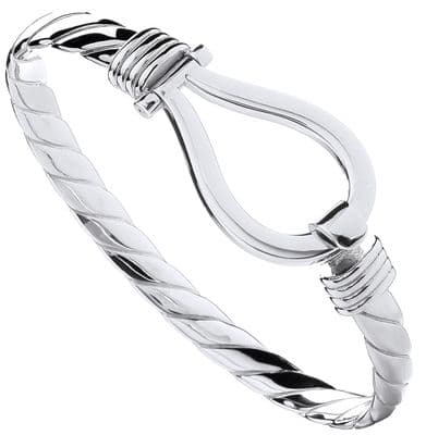 Silver Mens Hook Bangle