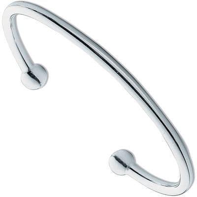 Silver Mens Solid 4mm Torque Bangle