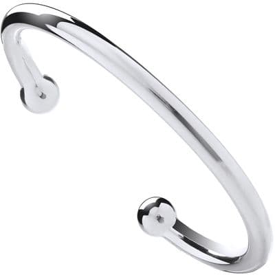 Silver Mens Solid 6mm Torque Bangle