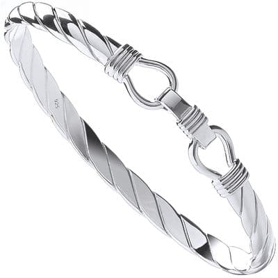 Silver Mens Solid Twist Bangle