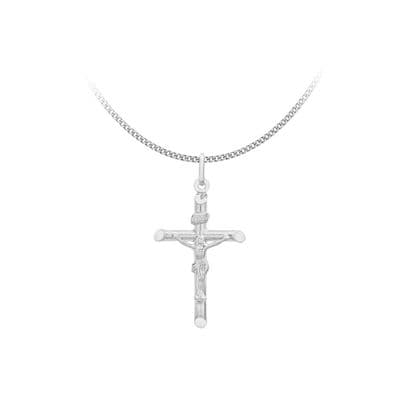 Sterling Silver 16mm x 34mm Tubed Crucifix Pendant