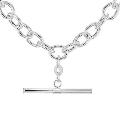 Sterling Silver 18 Inch 7mm T-Bar Belcher Chain Albert Clasp Necklace