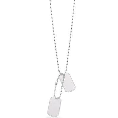 Sterling Silver 20 inch Dog Tag & Bead Chain Set