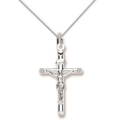 Sterling Silver 21mm x 41mm Tubed Crucifix Pendant