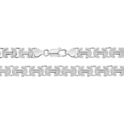 Sterling Silver 22 Inch 7mm Flat Byzantine Chain
