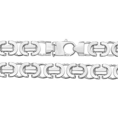 Sterling Silver 24 Inch 15mm Heavyeight Flat Byzantine Chain