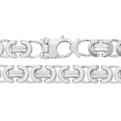 Sterling Silver 24 Inch 17mm Heavyeight Flat Byzantine Chain