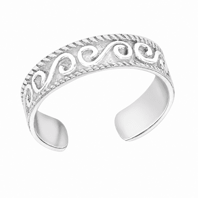 Sterling Silver 4mm Polished and Satin Swirl Toe Ring