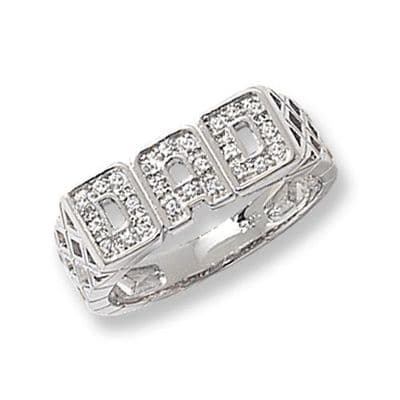 Sterling Silver 5g CZ Basket Sides Dad Ring