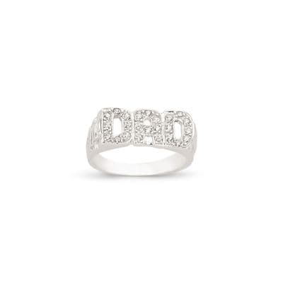 Sterling Silver 5g CZ Brick Link Sides Dad Ring