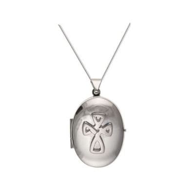 Sterling Silver Celtic Cross Oval Locket