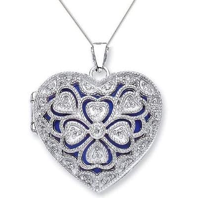 Sterling Silver Cubic Zirconia Filigree Heart Locket