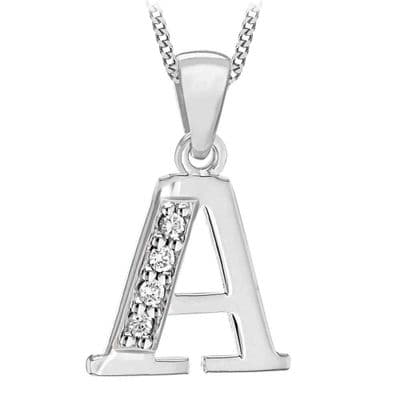 Sterling Silver Cubic Zirconia Initial Pendant