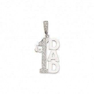 Sterling Silver Cubic Zirconia Large Number One Dad Pendant