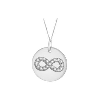 Sterling Silver CZ Infinity Round Disc Pendant