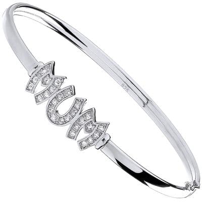 Sterling Silver CZ Mum Bangle
