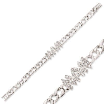 Sterling Silver CZ Nan Curb Bracelet