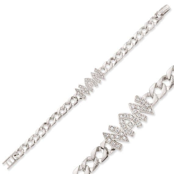 Sterling Silver CZ Nan Curb Bracelet