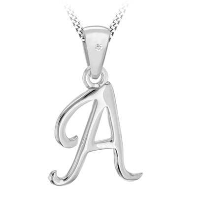 Sterling Silver Diamond Initial Pendant