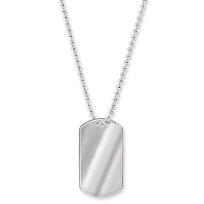 Sterling Silver Dog Tag & Bead Chain