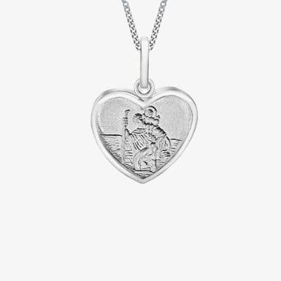 Sterling Silver Heart St Christopher Pendant