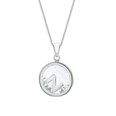 Sterling Silver Initial With CZ Floating Case Pendant