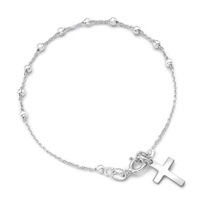 Sterling Silver Ladies 7 inch Rosary Bead Bracelet
