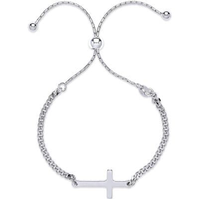 Sterling Silver Ladies Pull Style Cross Bracelet