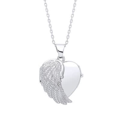 Sterling Silver One Angel Wing Locket