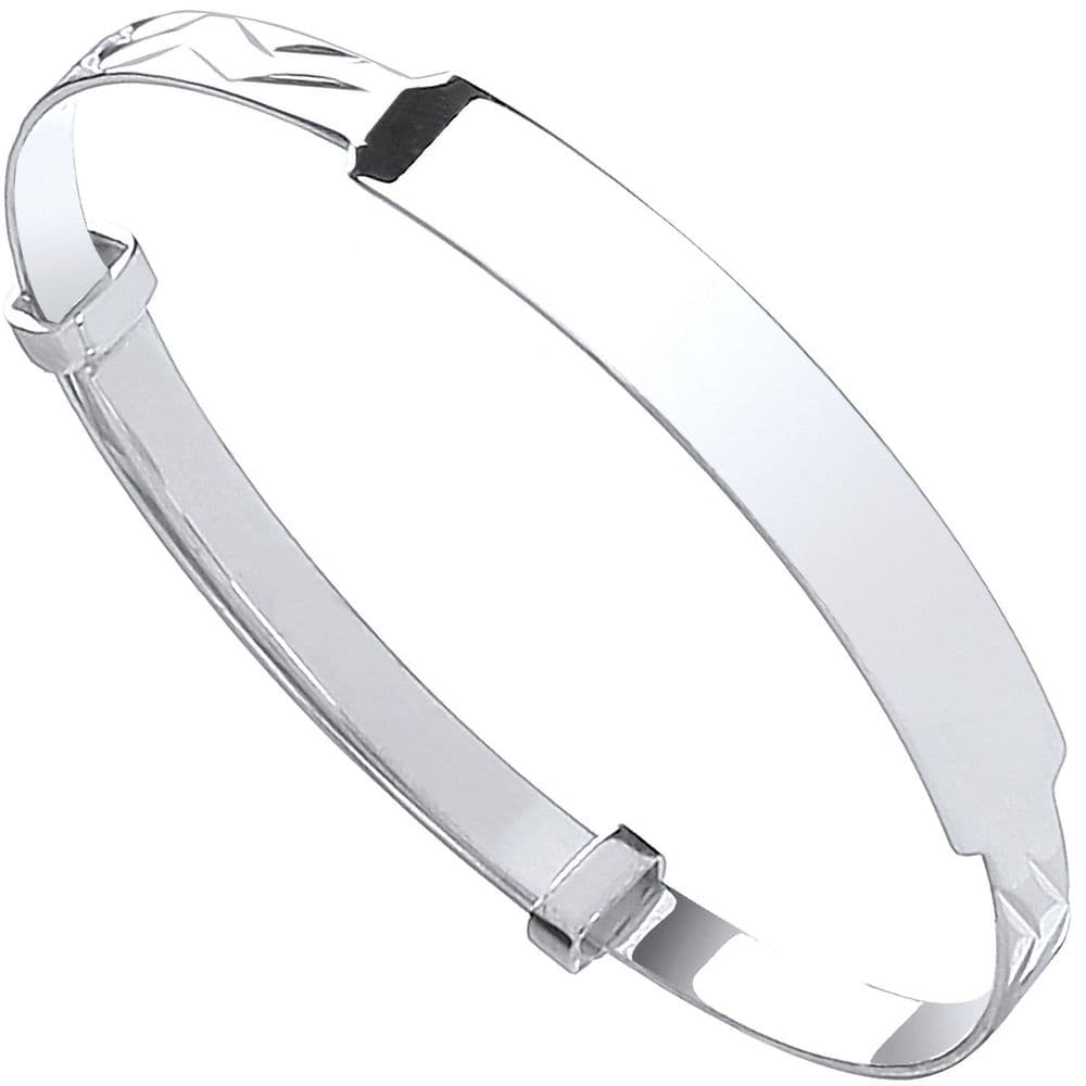Sterling Silver Patterned Baby Expandable ID Bangle