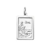 Sterling Silver Rectangular St Christopher Pendant