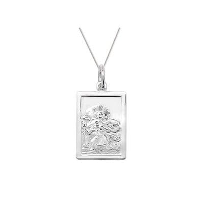 Sterling Silver Rectangular St Christopher Pendant