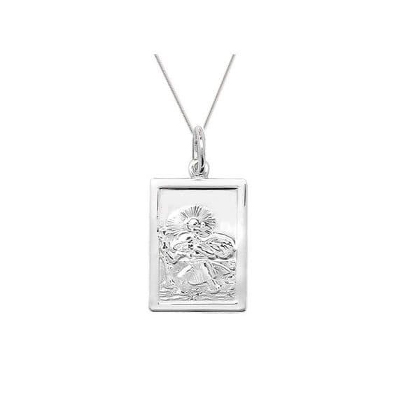 Sterling Silver Rectangular St Christopher Pendant