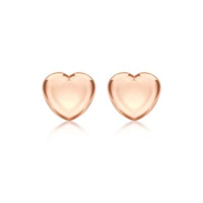 Sterling Silver Rose Gold Plated Childrens Heart Stud Earrings
