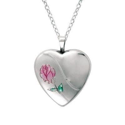 Sterling Silver Rose Heart Locket