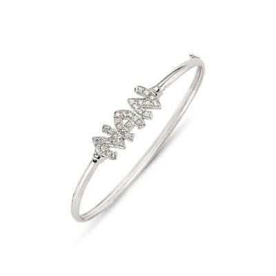 Sterling Silver Round Nan CZ Hinged Bangle