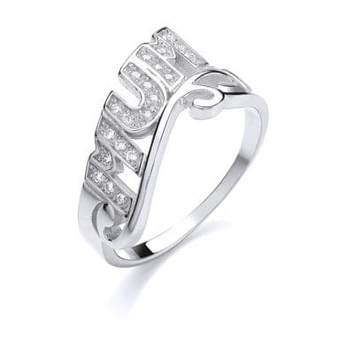 Sterling Silver Twisted CZ Mum Ring