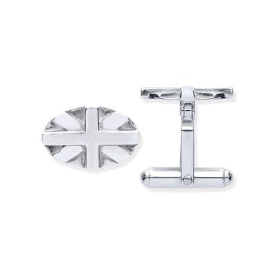 Sterling Silver Union Jack Oval Cufflinks