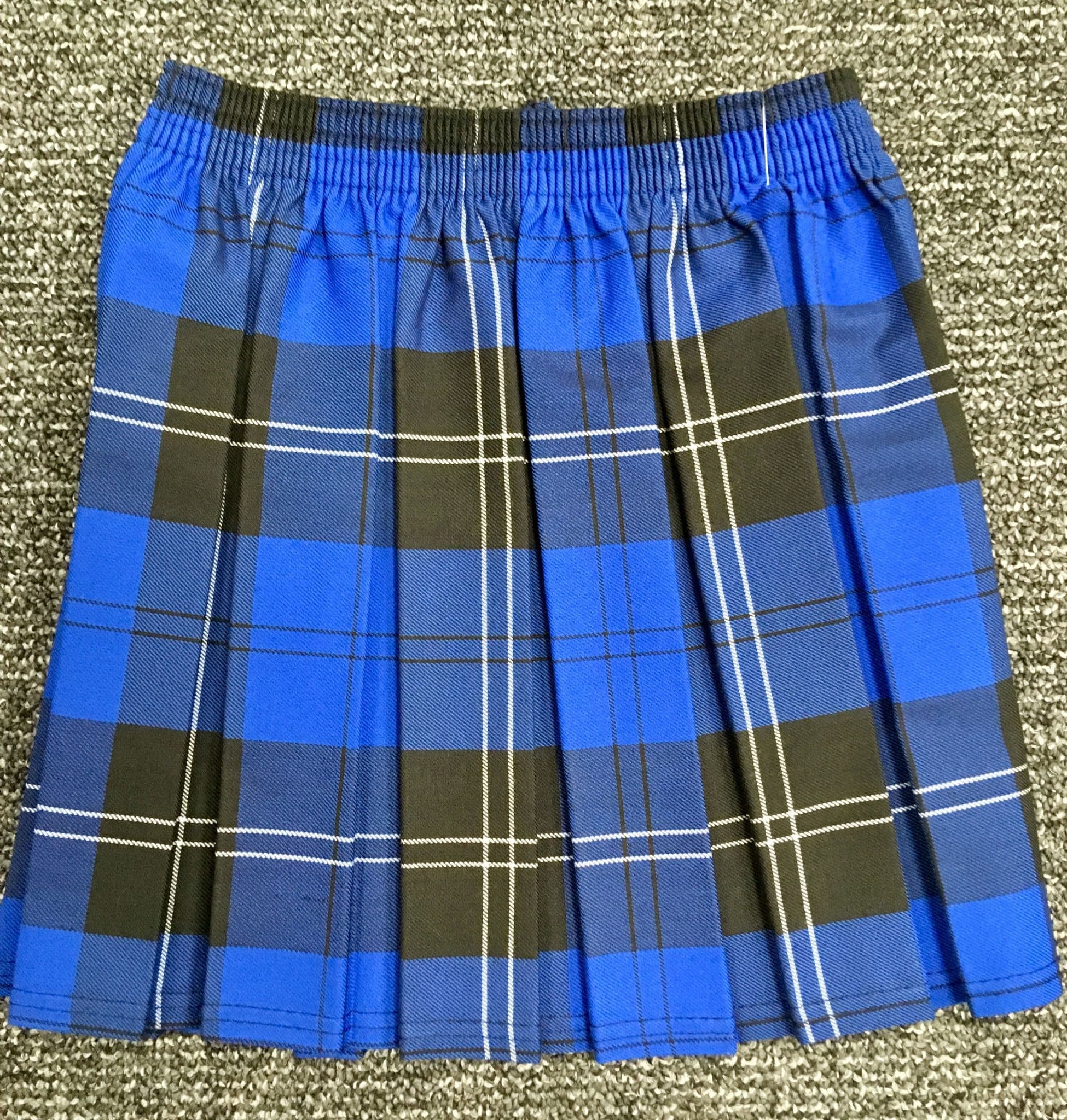 Tartan Blue box pleat skirt