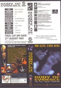 BODY OF EVIDENCE - UK PROMO IN-STORE SAMPLE DISPLAY / INFO  SLEEVE