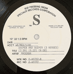 DEEPER AND DEEPER - USA TEST PRESSING 12" PROMO VINYL