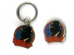 DICK TRACY - DISNEY KEYRING & PIN BADGE