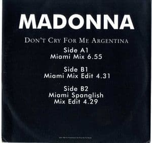 DON'T CRY FOR ME ARGENTINA - UK PROMO  12