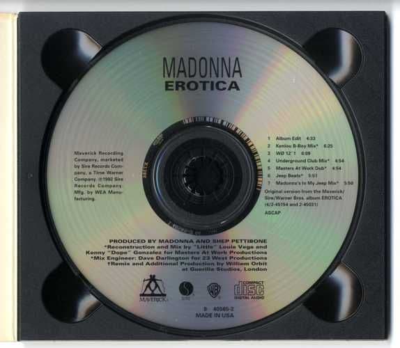 美盤　紙ジャケ仕様　マドンナ　Erotica　US盤 オリジナル CDシングル 美盤 MADONNA マドンナ Erotica US盤 オリジナル CDシングル 紙