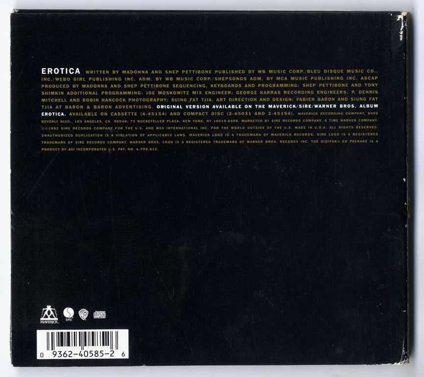 EROTICA - USA DIGIPAK CD SINGLE