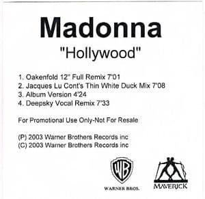 HOLLYWOOD - UK 4 TRACK PROMO CD ACETATE