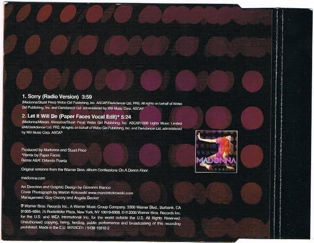 SORRY - UK CD SINGLE W703CD1