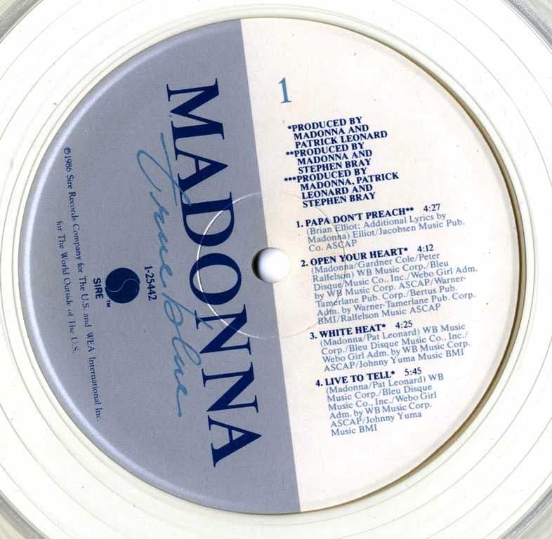 TRUE BLUE - HONG KONG 1986 CLEAR VINYL LP
