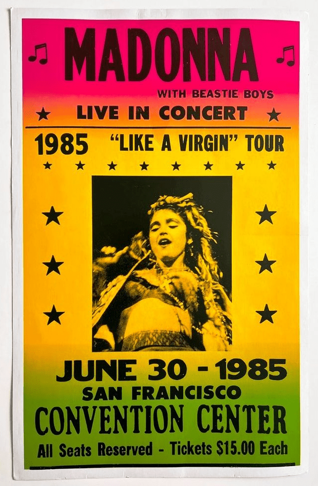 マドンナ　ポスター　1985年　ザバージンツアー　ツアーポスター Madonna 1985 Virgin tour large official poster (USA ORDErS